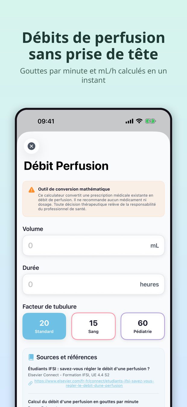 Calculateur de débit de perfusion